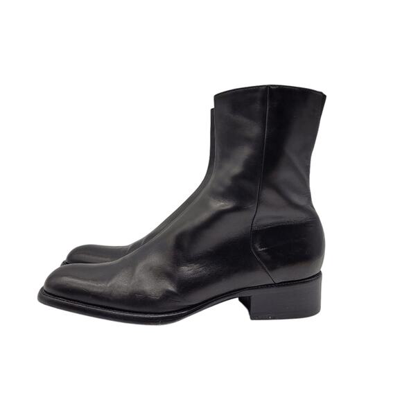 Sergio Rossi Black Leather Square Toe Ankle Boots - Size  39 - US 7.5 - Picture 3 of 9